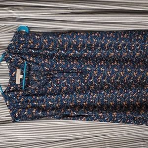XL Navy Forest patterbed LOFT sleeveless blouse